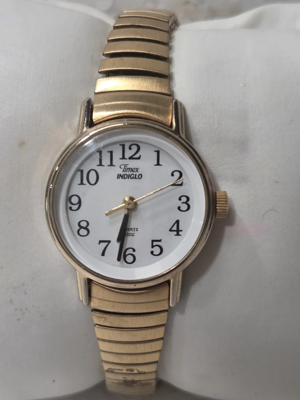 Timex Indiglo Gold-Tone Expansion Band Watch - White Dial